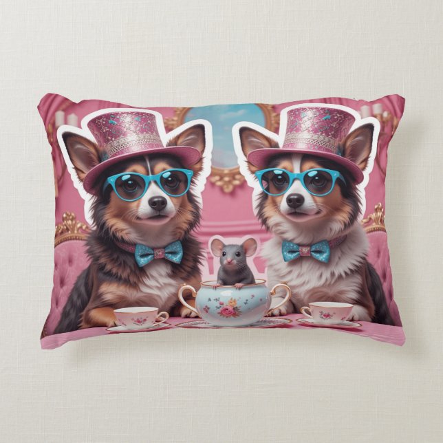 Party Hunde und Maus Dekokissen (Vorderseite)