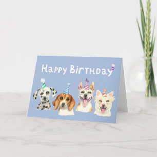 Party Hunde Wasserfarbe Glücklich Geburtstag Karte