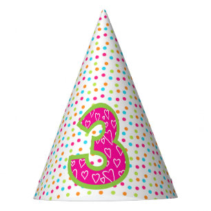 Party-Hut/3. Geburtstag mit Polka-Punkten Partyhütchen
