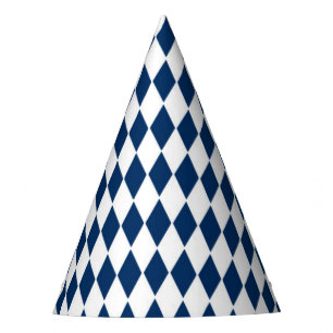 Party-Hut mit blauem und weißem Diamantmuster Partyhütchen