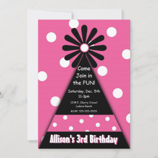 Party Hut mit Pink Polka Dots Einladung