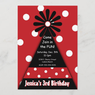 Party-Hut mit roter Polka-Punkt-Einladung Einladung