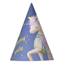 Party Hut zum ersten Geburtstag mit Einhorn. Partyhütchen