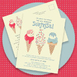 Party Ice Cream 30. Geburtstag Einladung Postkarte<br><div class="desc">Neu im Sommer 2024. Unsere Einladung "Ice Cream,  You Scream We All Scream Surprise!" Postkarte. Drei Retro-Aquarelleiskäse mit patriotischem Rot,  Weiß und Blau-Eis und Sprinklen stehen im Zentrum der Bühne über den Details Ihrer Geburtstagsparty.</div>
