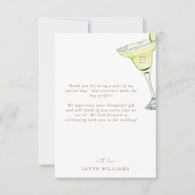 Party im Haus Margarita Botschaft Vielen Dank Dankeskarte (Vorderseite)