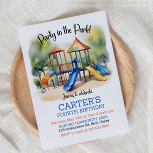 Party im Park, Spielplatz Geburtstag, Außenbereich Einladung