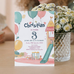 Party im Park und Ballons Kindergeburtstag Party Einladung