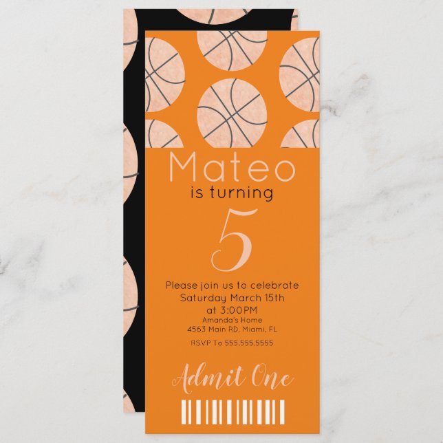 Party im Stil eines modernen Basketballmusters Einladung (Vorne/Hinten)