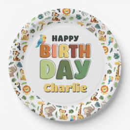 Party im Zoo Safari Animal Happy Birthday Pappteller