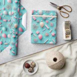 Party in Blau Geschenkpapier