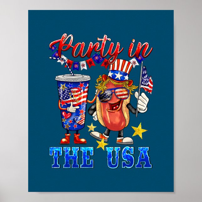 Party in den USA 4. Juli Hotdog Lover Funny Poster (Vorne)