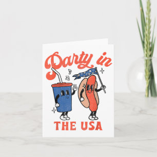 Party in den USA 4. Juli Niedliche Soda und Hotdog Karte