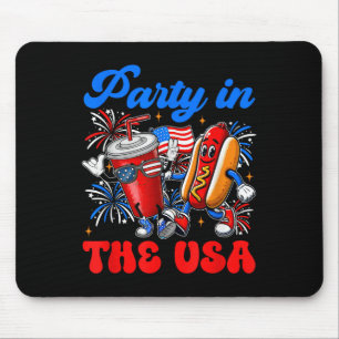 Party in den USA 4. Juli Niedliche Soda und Hotdog Mousepad