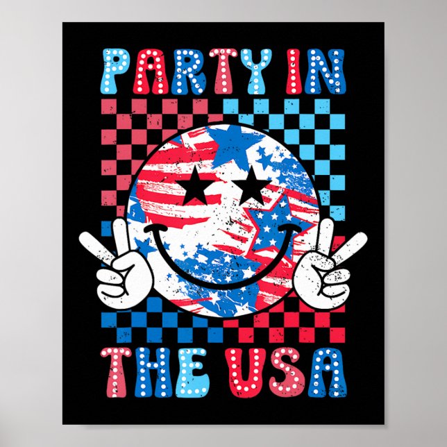 Party in den USA 4. Juli Preppy Lächeln Kinder Män Poster (Vorne)