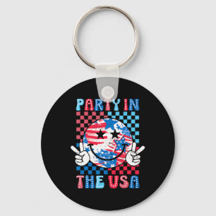 Party in den USA 4. Juli Preppy Lächeln Kinder Män Schlüsselanhänger