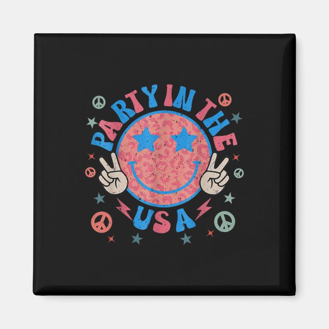 Party in den USA 4. Juli Preppy Lächeln Retro mir Magnet (Vorne)
