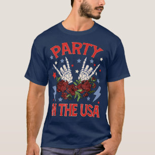 Party in den USA 4. Juli Skeleton Hands Patrio T-Shirt