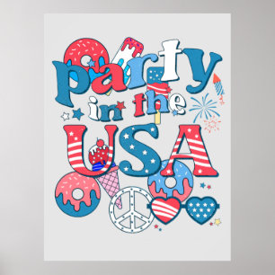 Party in den USA - amerikanischer Sommer 4. Juli Poster