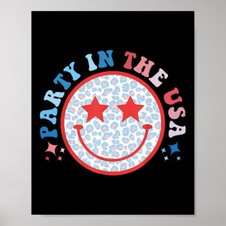 Party in den USA Leopard 4. Juli Preppy Lächeln Poster