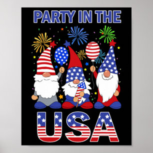 Party in den USA Patriotische Gnome Flag 4. Juli K Poster