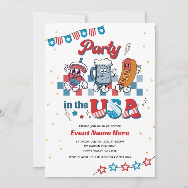Party in den USA Retro Fun American Diner Birthday Einladung (Vorderseite)