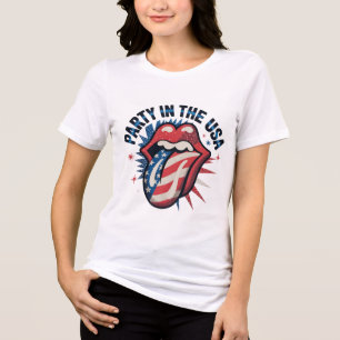 Party in den USA Zunge 4. Juli Tri-Blend Shirt