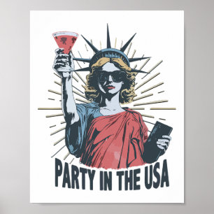 Party in der amerikanischen Freiheitsstatue 4. Jul Poster