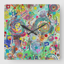 Party in der Box-Wall-Uhr Quadratische Wanduhr