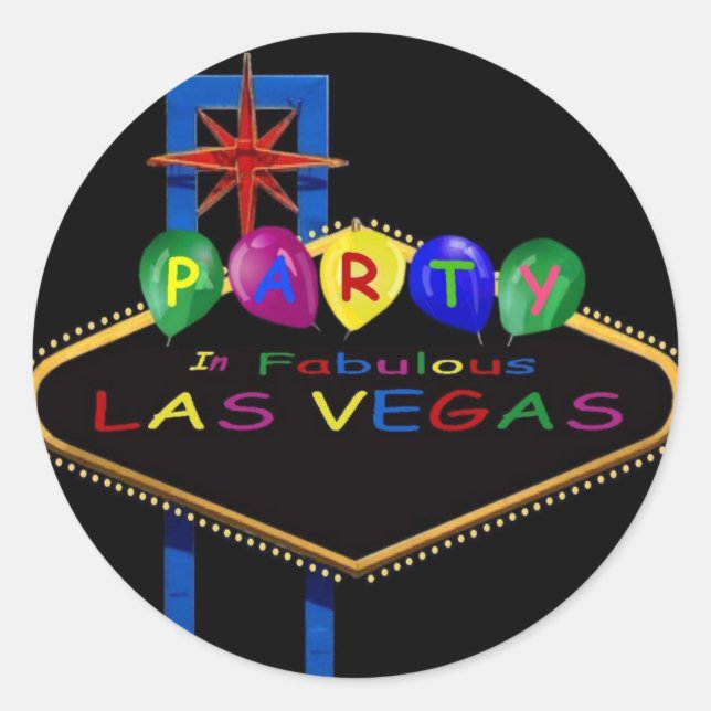Party in Fabulous Las Vegas mit Balloons Aufkleber (Vorderseite)