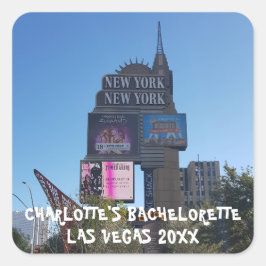 Party in Las Vegas | Name und Foto des Bachelorett Quadratischer Aufkleber