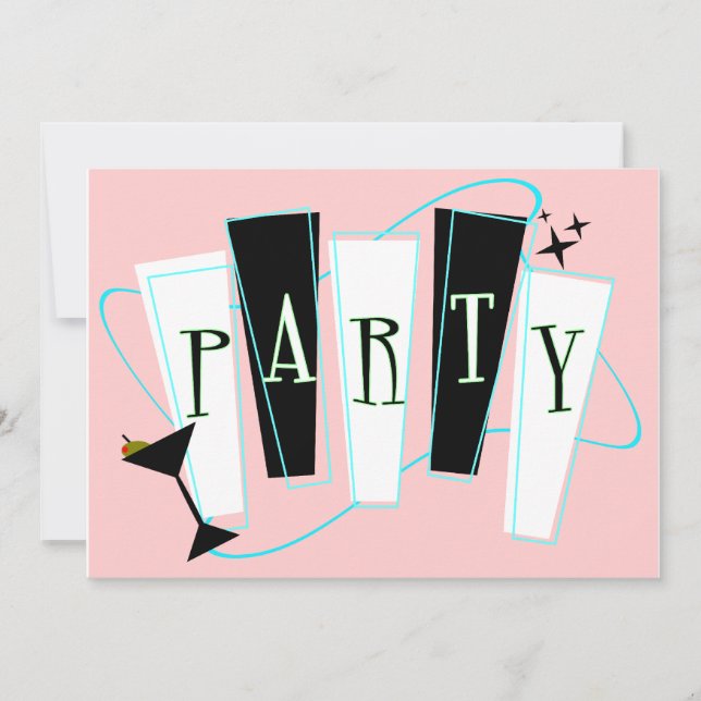 Party in Rosa Einladung (Vorderseite)