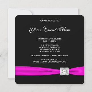 Party in Schwarz und Heiß Rosa Einladung