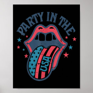 Party In The USA-Flagge Retro 4. Juli Poster