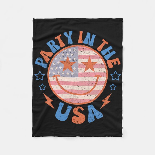 Party In The USA Glückliches Gesicht Lächeln Ameri Fleecedecke (Vorderseite)