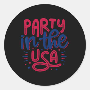 Party In The USA Vintage Unabhängigkeitstag 4. Jul Runder Aufkleber
