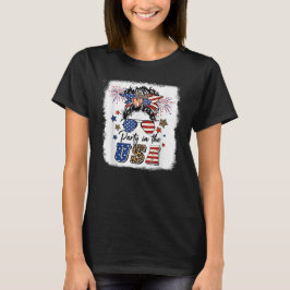 Party In USA Girls 4. Juli Messy Bun T-Shirt