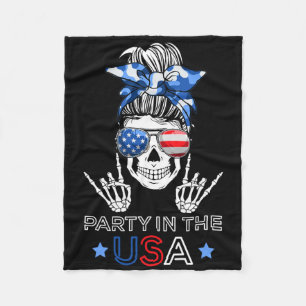 Party In USA Unordentlicher Dutt Skelett Rock N Ro Fleecedecke