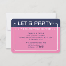 PARTY INFO INSERT Moderne Gaming-Marine blau pink Einladung