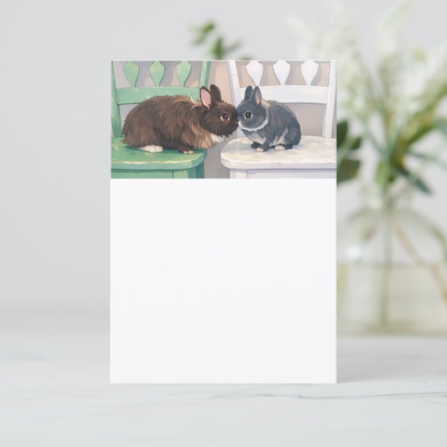 Party Invitation - Two Rabbits Design Einladung (Stehend Vorderseite)