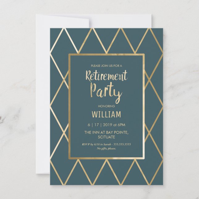 Party Invité - Gold Elegant, einfach Einladung (Vorderseite)