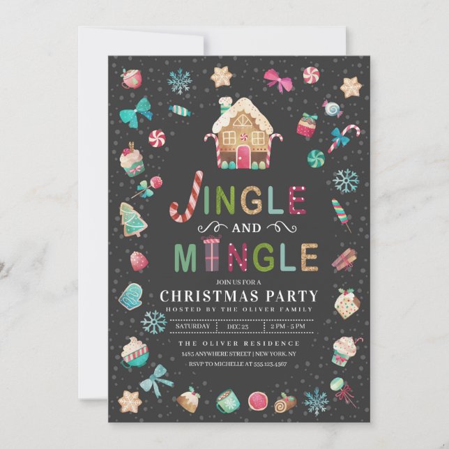 Party "Jingle and Mingle Christmas Gingerbrot" Einladung (Vorderseite)