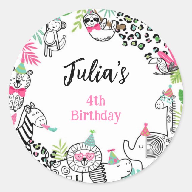 Party, Jungle Safari Runder Aufkleber (Vorderseite)