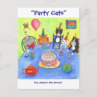 Party Katzen! Geburtstagskätzchen macht Spaß mit l Postkarte