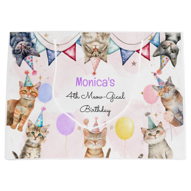 Party Katzen Meu-Kindergeburtstag Große Geschenktüte (Vorderseite)