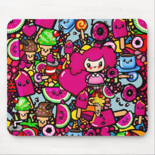 Party Kawaii Muster exklusiv hier - Name hinzufüge Mousepad