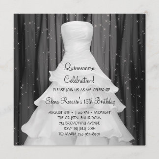 Party Kleid Schwarz-weiß Quinceanera Einladungen