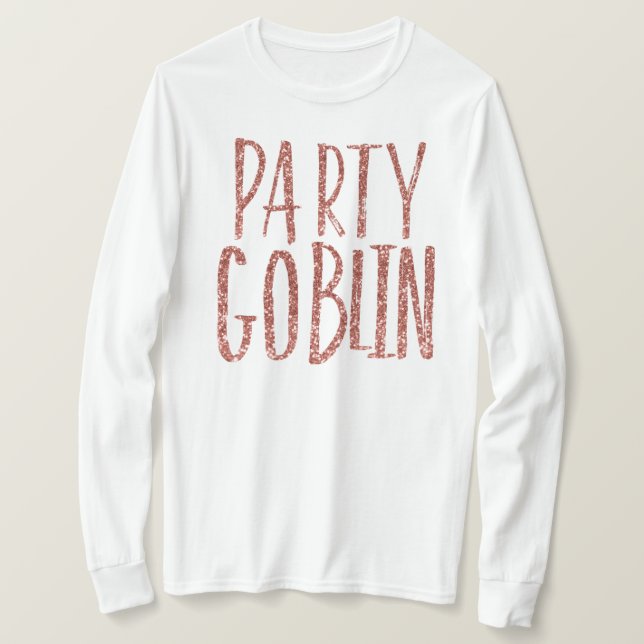 Party-Kobold-Rosen-GoldGlitter T-Shirt (Design vorne)