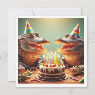 Party, Krokodile, die Kuchen zum Geburtstag essen Einladung