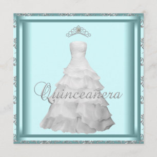 Party-Krone Türkis Blau Weiß Quinceanera Einladung