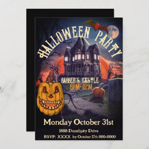 Party Kürbislaterne Burg Vintag Einladung